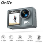 Ourlife MTR40 5K Action Camera 2.0" IPS Touch Screen 5X Zoom Action Cam WiFi EIS 170° 30M Waterproof Professional Sports Camera