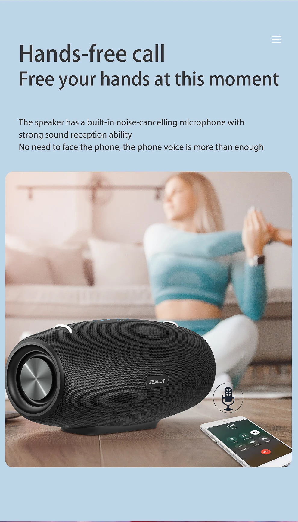 Zealot S67 Wireless Speaker WithShoulder Strap,Outdoor,Waterproof,Portable Speaker with Loud Stero and Booming Bass,40H Playtime