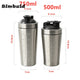 500ML/750ML Stainless Steel Protein Powder Shaker Bottle with Steel Ball and Scale Leak Proof Gym Fitness Sport Whey Shakes Cup