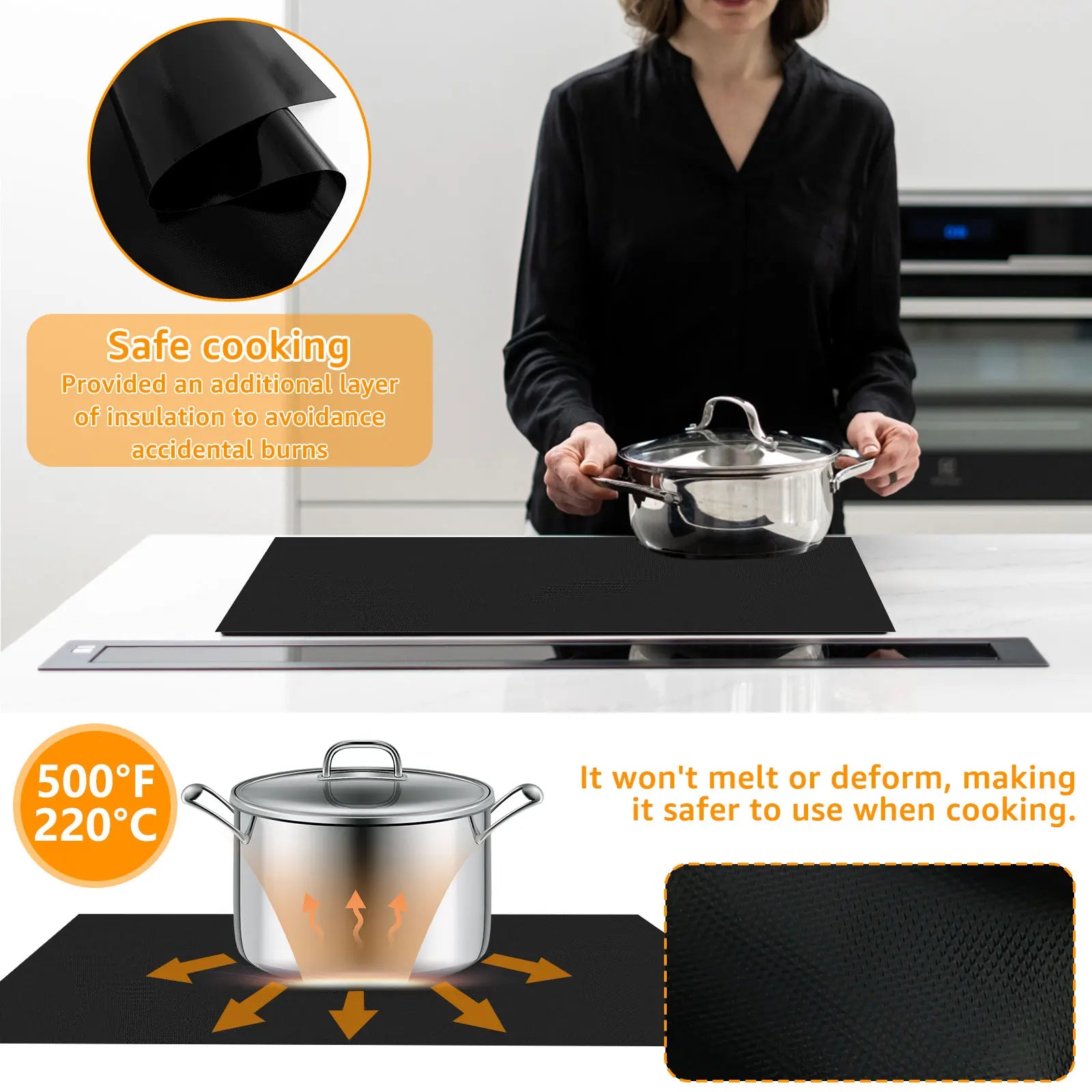 Silicone Induction Cooktop Mat Non Slip Electric Stove Cover Pad Cooktop Protector Cooking Kitchen Accessories Stove Top Cover