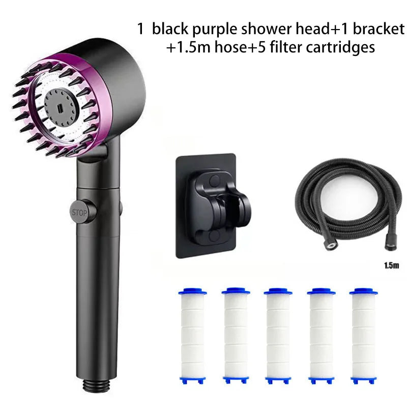 Shower for Bathroom Accessories Three Level Adjustment Showerhead Pressurization Head Massage Knobs Filter Set Showers Parts