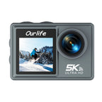 Ourlife MTR40 5K Action Camera 2.0" IPS Touch Screen 5X Zoom Action Cam WiFi EIS 170° 30M Waterproof Professional Sports Camera