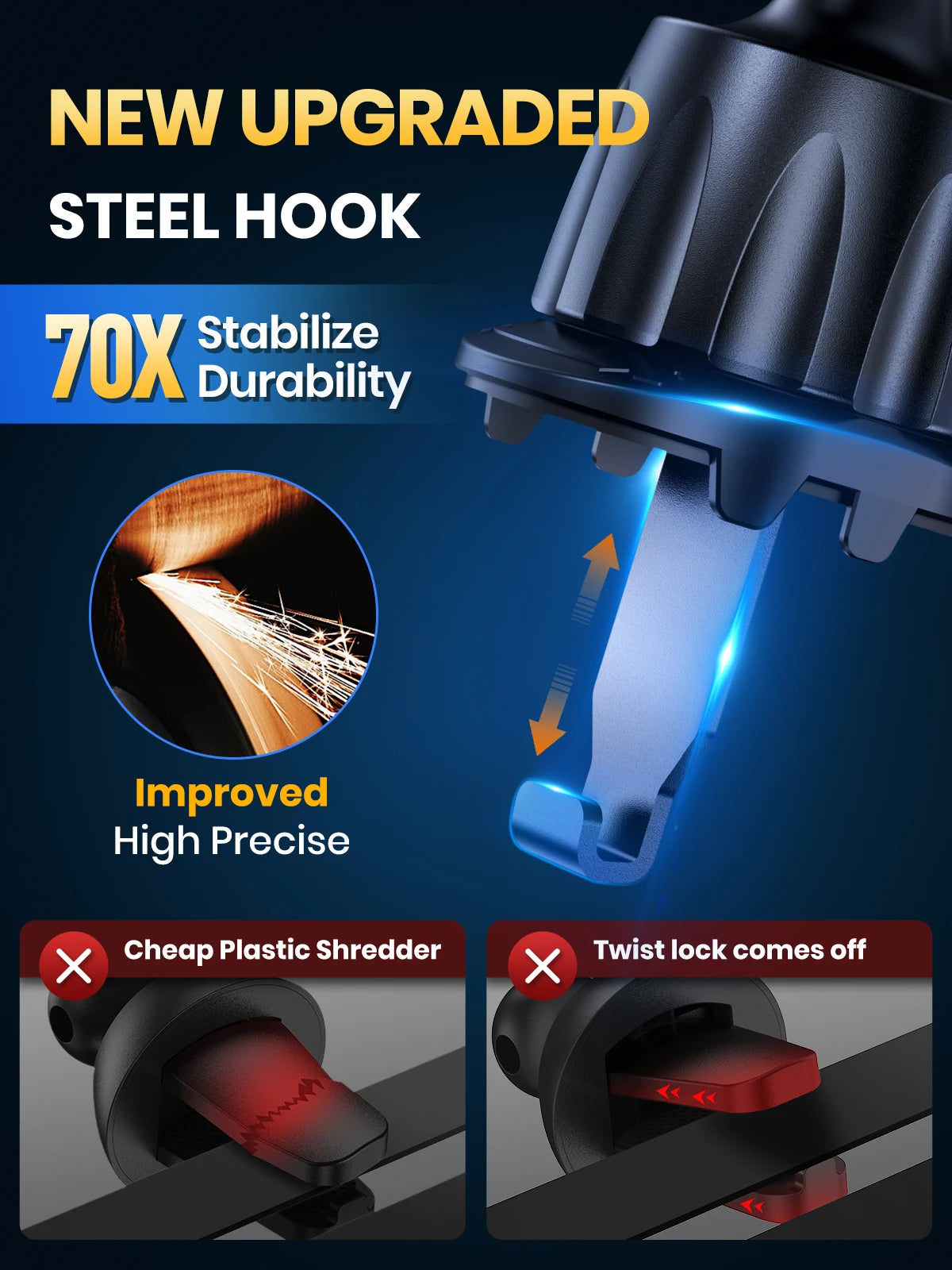 TOPK Car Phone Holder Air Vent Car Phone Holder Mount 360° Rotation Adjustable Clip Compatibility Fit for All 4"-7" Smartphon