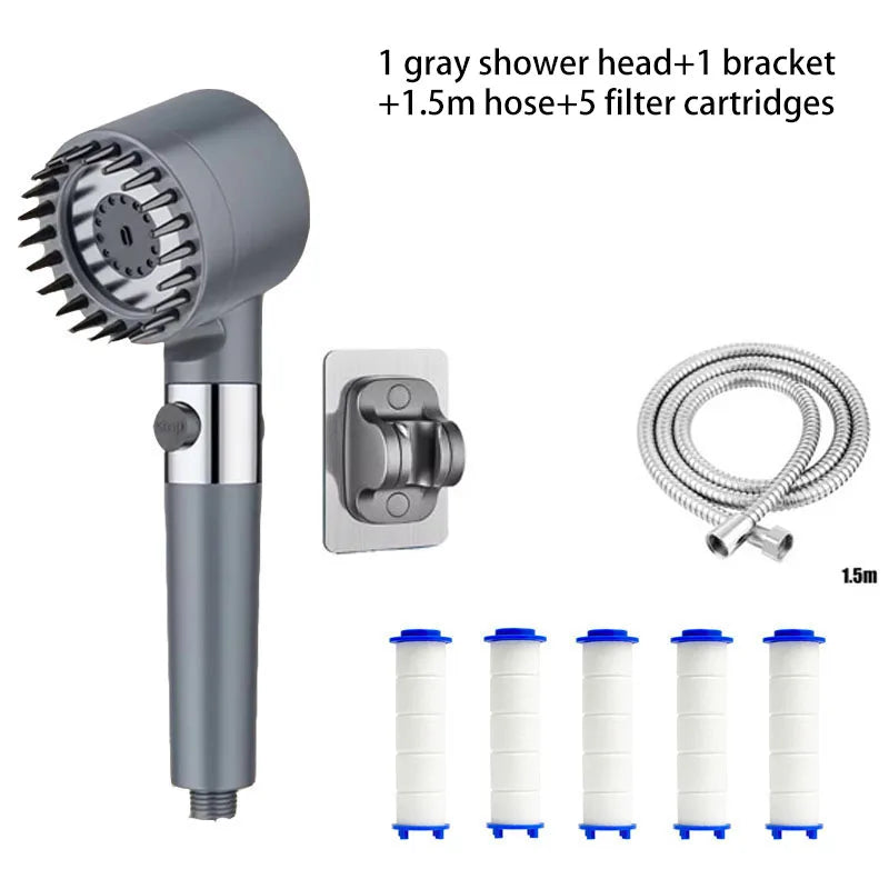 Shower for Bathroom Accessories Three Level Adjustment Showerhead Pressurization Head Massage Knobs Filter Set Showers Parts
