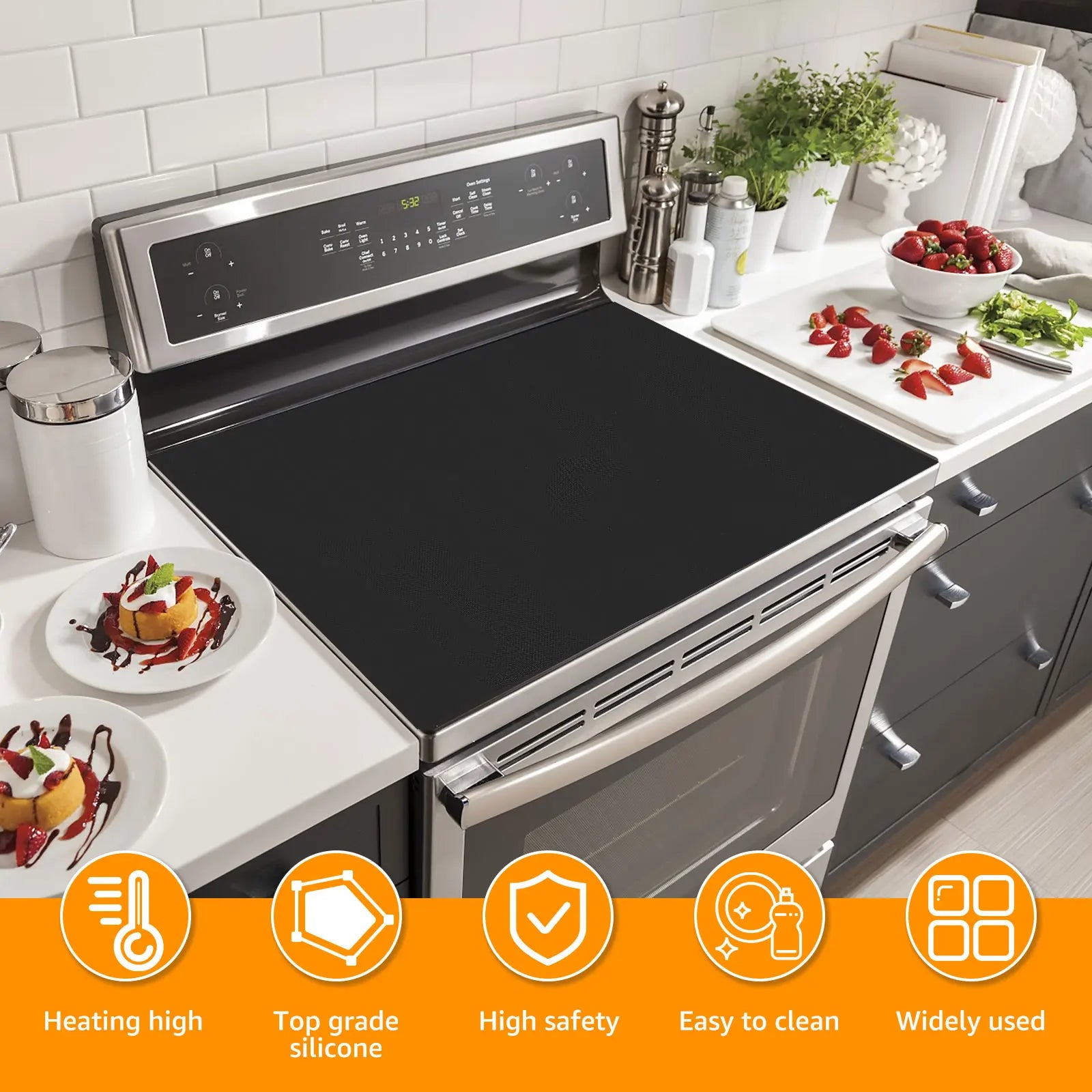 Silicone Induction Cooktop Mat Non Slip Electric Stove Cover Pad Cooktop Protector Cooking Kitchen Accessories Stove Top Cover