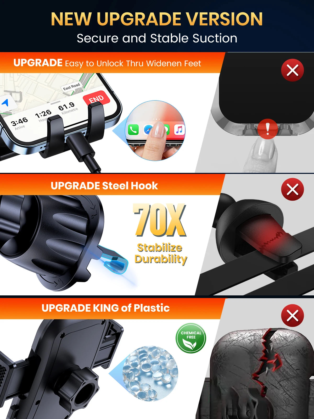 TOPK Car Phone Holder Air Vent Car Phone Holder Mount 360° Rotation Adjustable Clip Compatibility Fit for All 4"-7" Smartphon