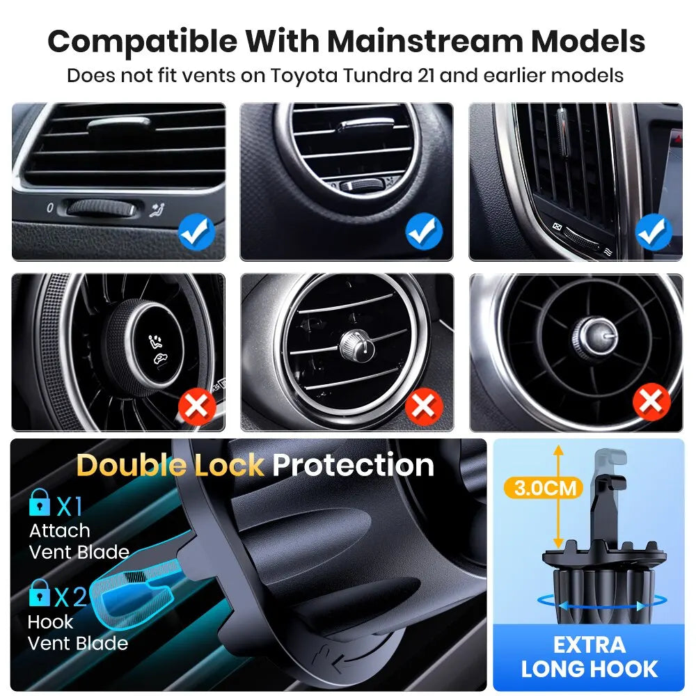 TOPK Car Phone Holder Air Vent Car Phone Holder Mount 360° Rotation Adjustable Clip Compatibility Fit for All 4"-7" Smartphon
