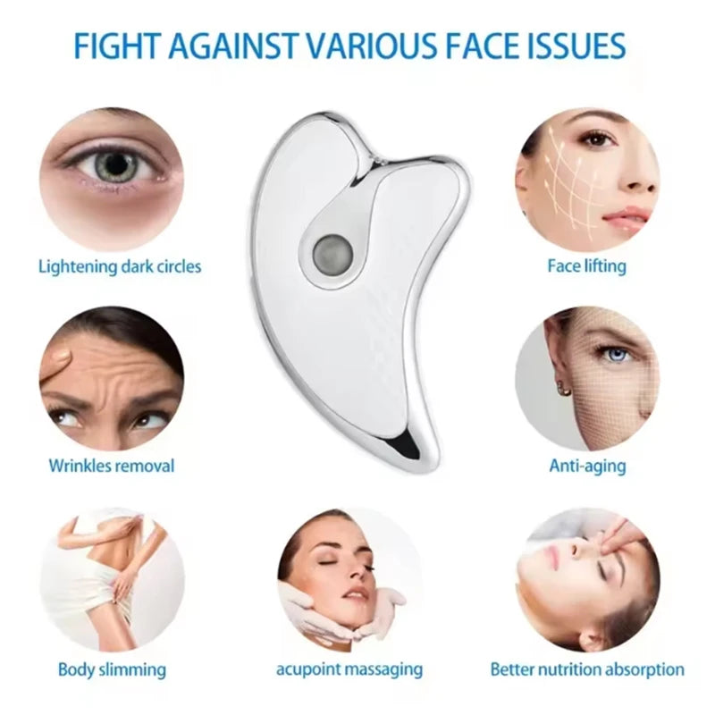 EMS Microcurrent Guasha Face Lift Body Massage Skin Tightening Lifting Face Slim Beauty Tools Electric Scraping Facial Massager
