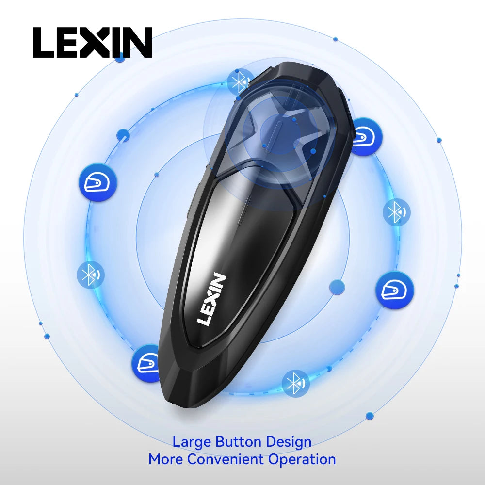 Lexin GTX Intercom Bluetooth For Motorcycle Helmet Headset Support Intercom& Listen to Music At One Time10 Riders 2000m