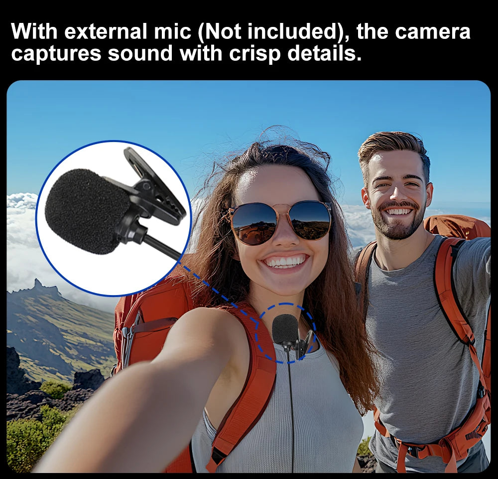 Ourlife MTR40 5K Action Camera 2.0" IPS Touch Screen 5X Zoom Action Cam WiFi EIS 170° 30M Waterproof Professional Sports Camera