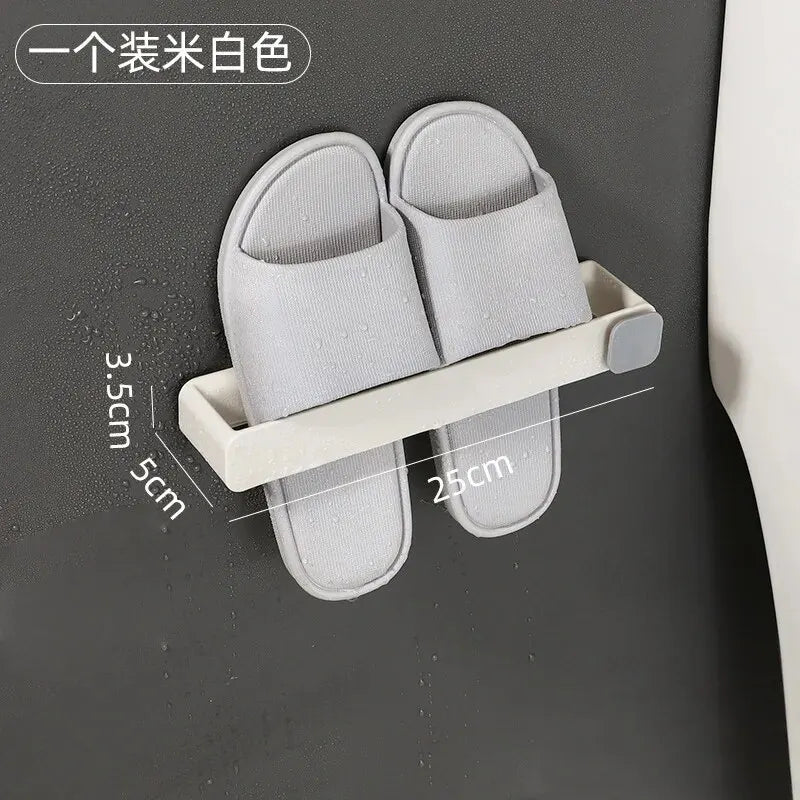 Bathroom Slipper Shelf No Punching Wall Mounted One Piece Shoe Rack Space Saving Shelf Bathroom Hanging Bathroom Slipper Shelf N